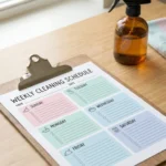 home 4 weekly cleaning schedule printable pdf with daily cleaning tasks and home chore checklist