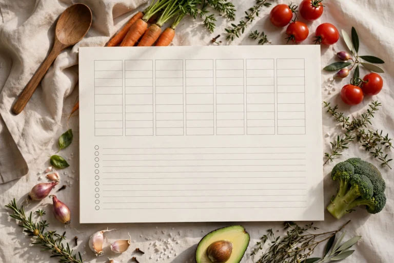 Free weekly meal planner printable with grocery list