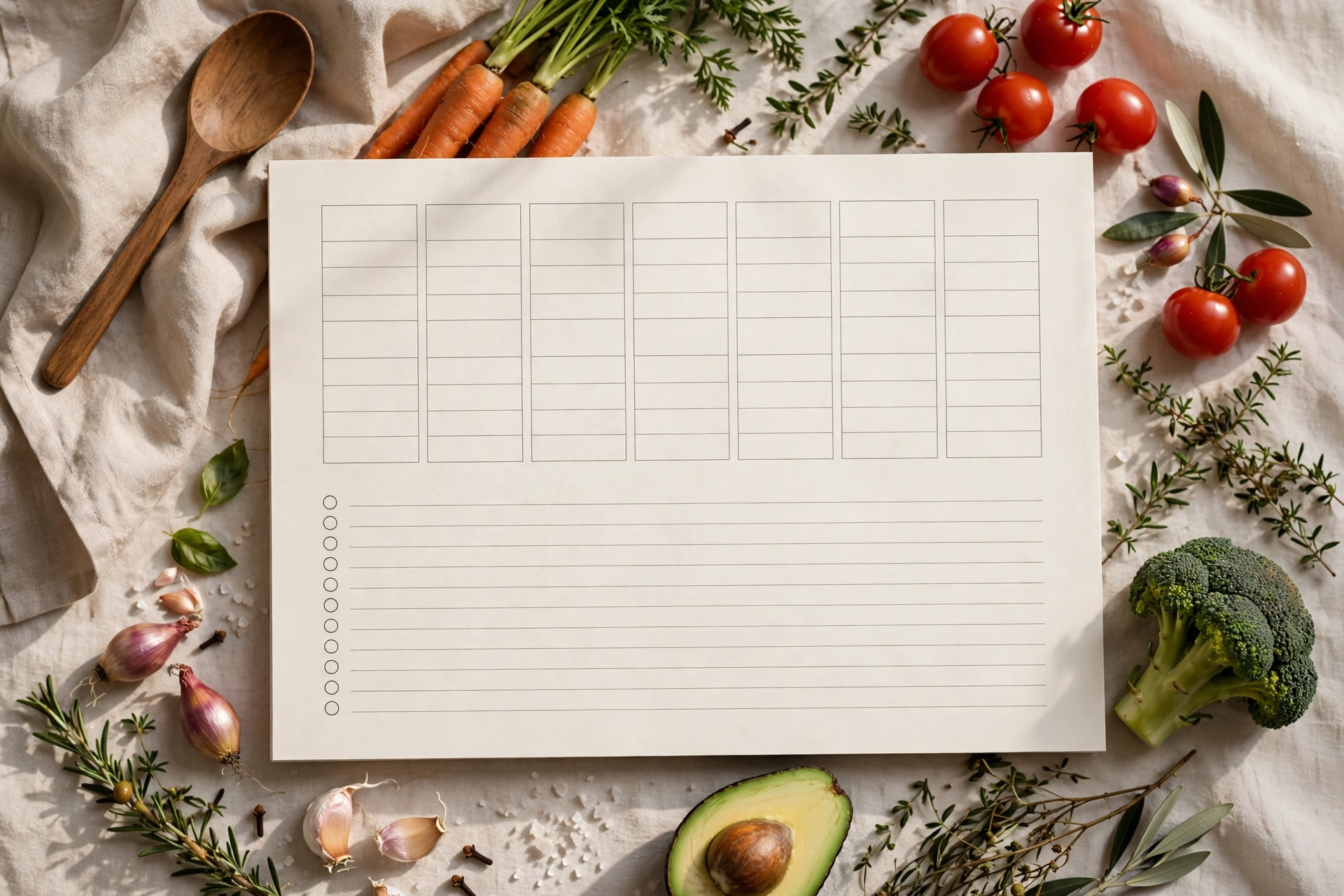 Free weekly meal planner printable with grocery list