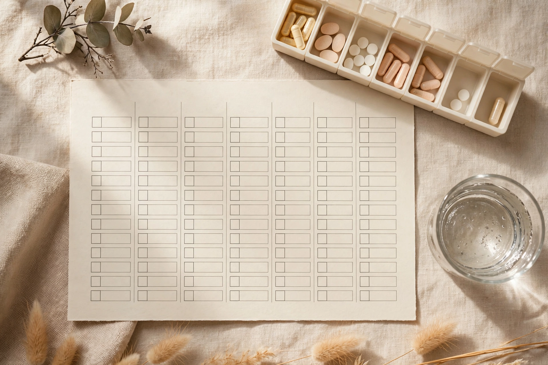 Medication tracker printable with 4-week checkbox grid