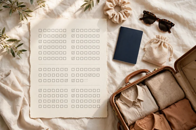 Packing checklist printable with travel styling