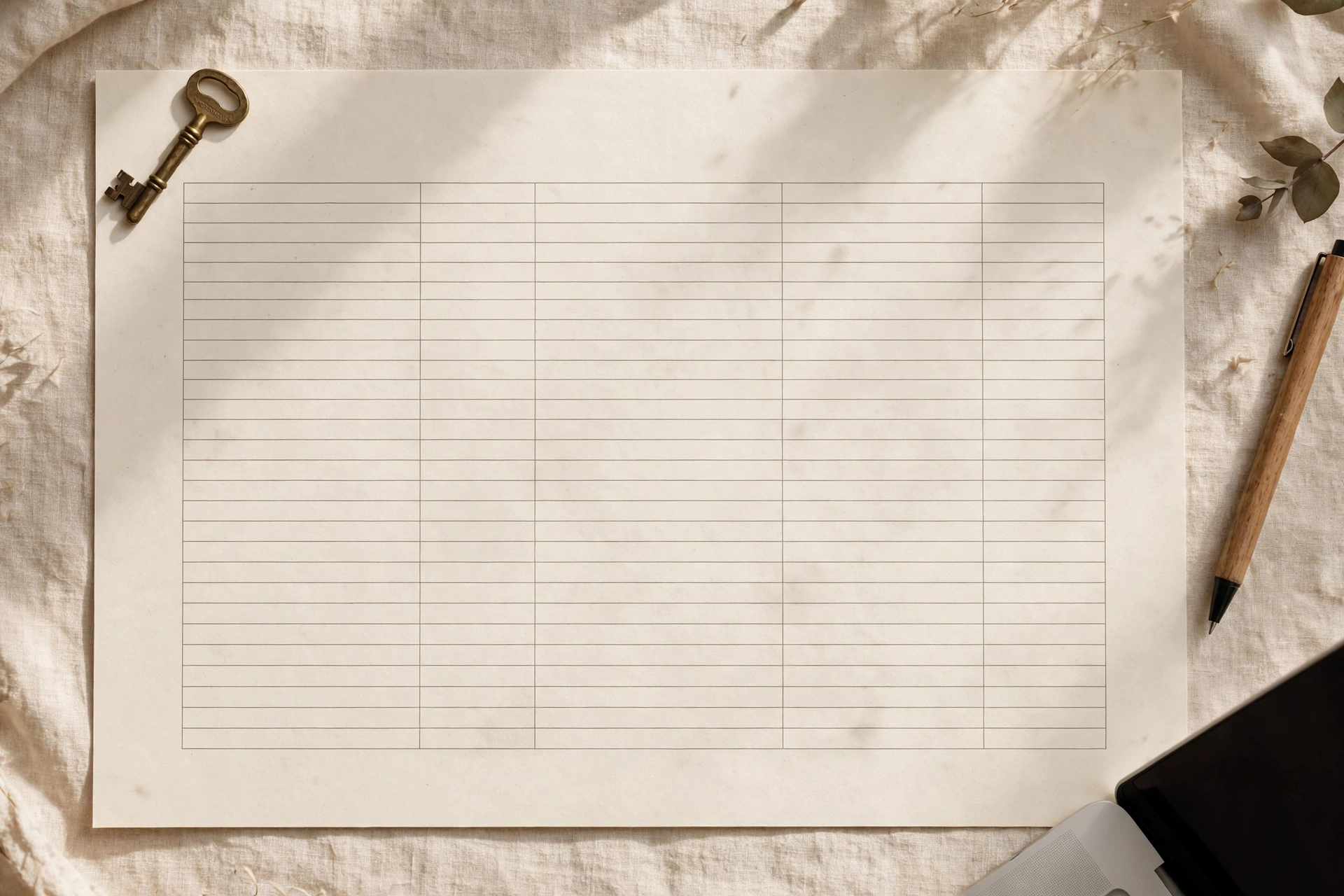 Password organizer printable with login table