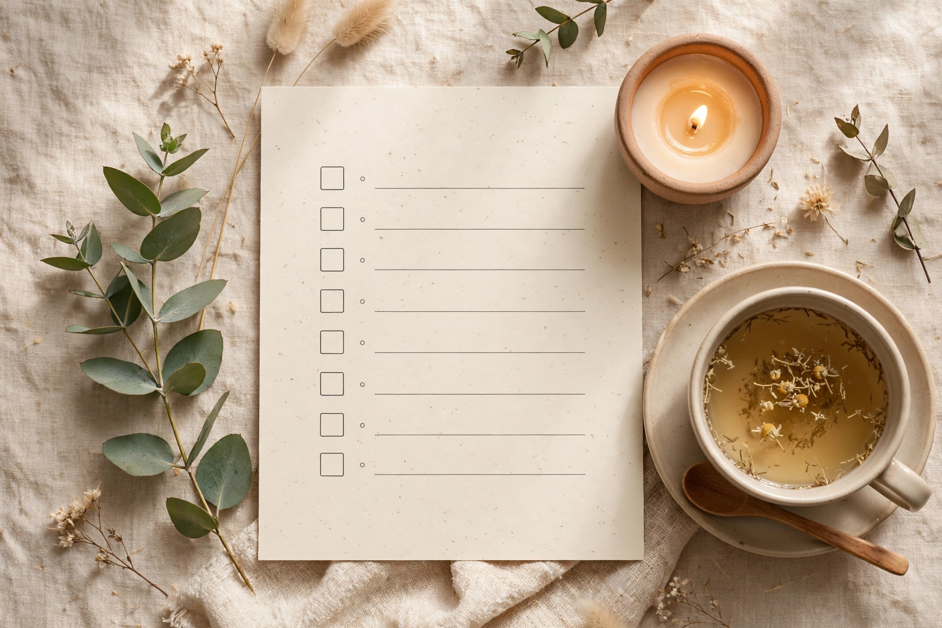 Self-care checklist printable with Mind Body Rest Joy sections