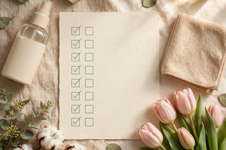 Spring cleaning checklist printable with room-by-room tasks